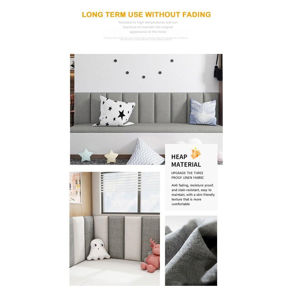 Soft Material Imitation Linen Soft Bag Self-adhesive Design Self-adhesive Headboards  Home Decor