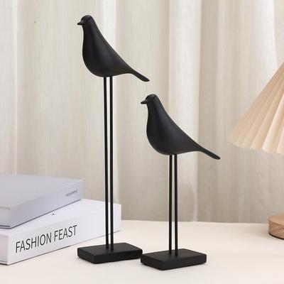 Minimalist Black Bird Desk Ornament for Home and Bedroom Decor