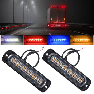 2x 4/6 LED Stroboskopické výstražné světlo Stroboskopická mřížka Blikající světelná lišta Maják pro auto Jantarová Žlutá Bílá Semafory Nákladní automobil 12V 24V