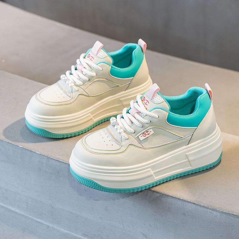 Fujin 6.5cm Genuine Leather Women Casual Shoes Platform Wedge Women Fashion Sneakers Chunky Shoes Summer Vulcanize Skateboard