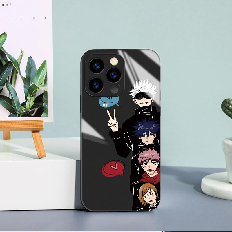 Tempered Glass Casing Jujutsu Kaisen Gojo Satoru Printed Cartoon Protective Cover Soft Case Shell for Xiaomi Redmi