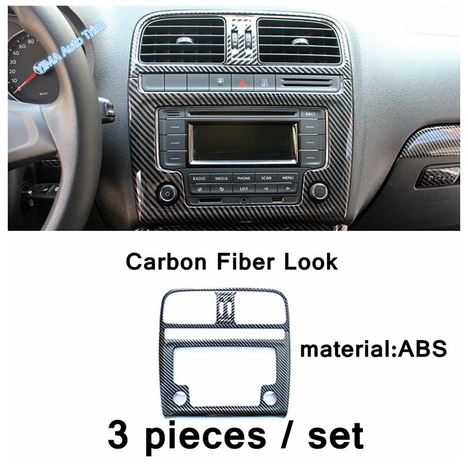 Central Control trument Panel Air Conditioning AC Vents Cover Trim Carbon Fiber Interior For VW Volkswagen Polo 2014 - 2018
