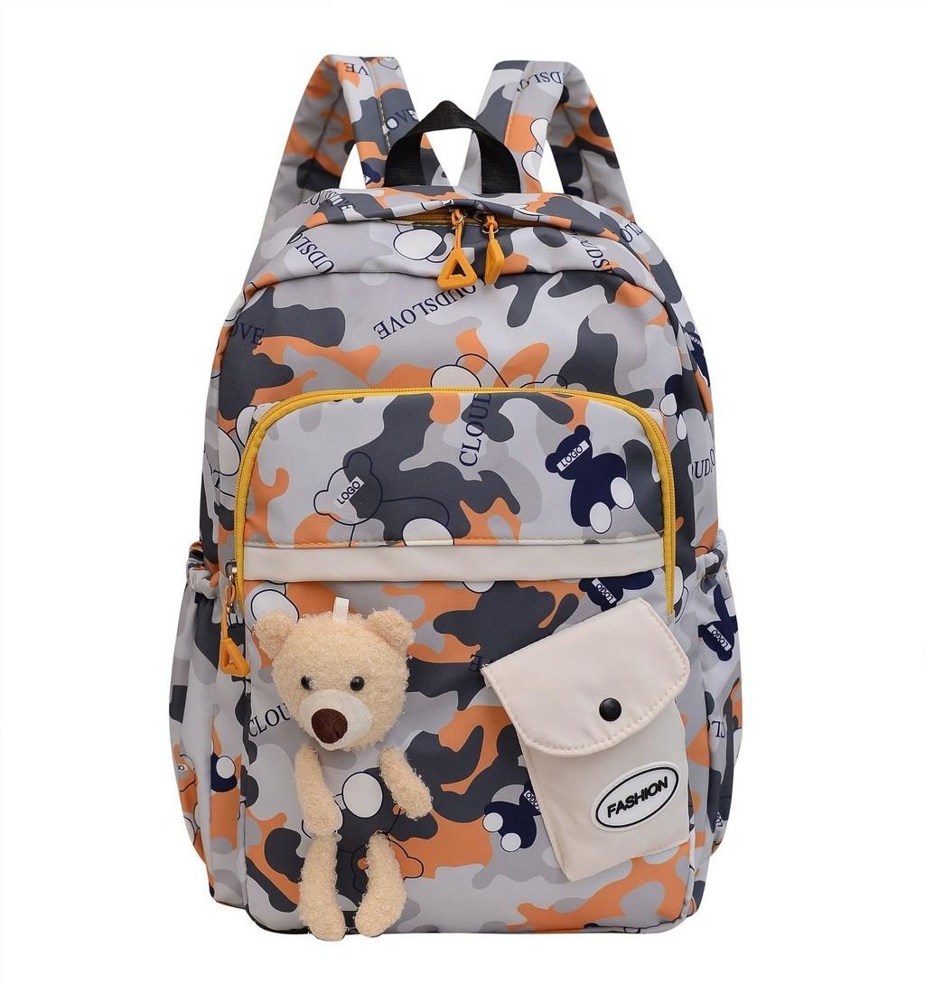 Lightweight And Trendy Nylon School Backpack With Animal Print For Teens And Kids жёлтый