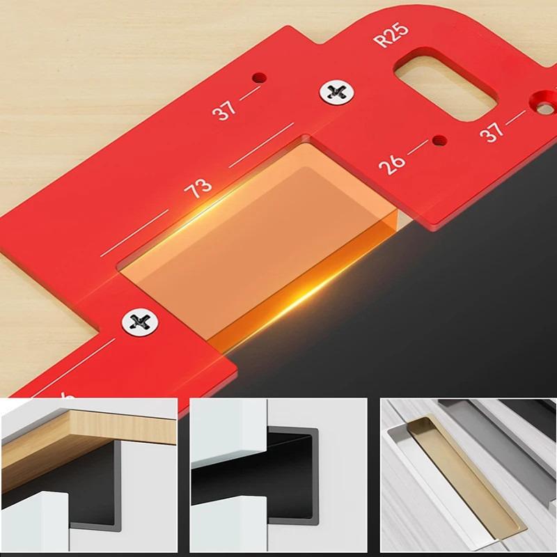 Wardrobe Invisible Embedded Handle Slotting Template Kitchen Handle Cabinet Door No Handle Needed Slot Positioning Tool