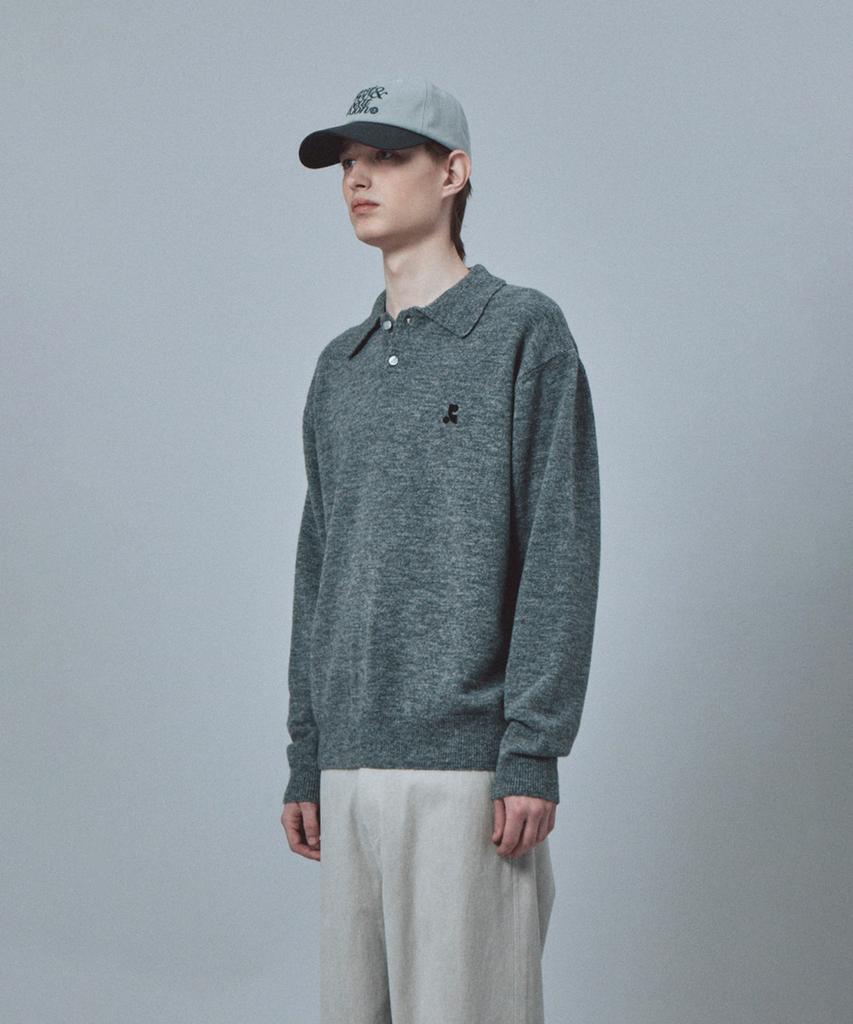 REST&RECREATION Wool Polo Knit Top - Charcoal