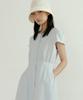 Lingseoul Stripe Button Shirring Dress-Stripe