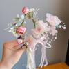 Children's Crown Flower Lace Headwear Cute Princess Garland Pearl Ribbon Hair Clasp Wedding Flower Girls Hair Accessories