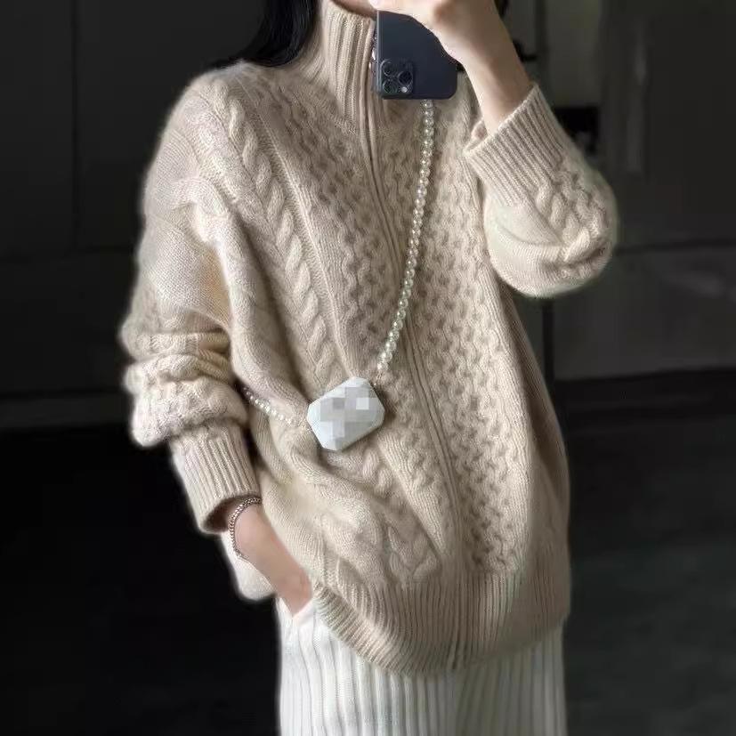 Women Autumn Winter Thick Knitted Cardigan Casual Knit Wool Sweater Female Elegant Jacket Tops