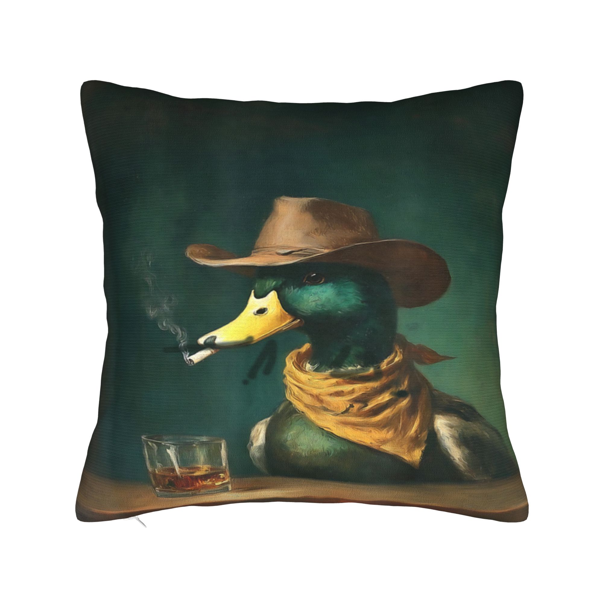 Mallard Smoking Cigarette Meme Funny Mallard Duck Hunting Pillow Cover Kawaii Pillow Case For Couch Sofa Bedroom Pillowcases Peach skin 18*18(CM)-1Pcs