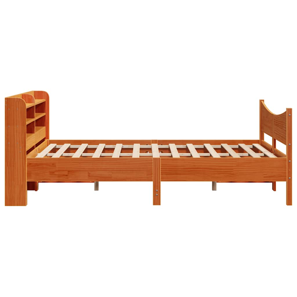 Solid Wood Bed with Headboard Wax Brown 150 x 200 cm Pine