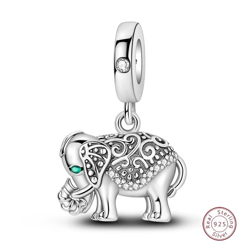Copper Beaded Pendant Shiny Zircon Animal Elephant Puppy Original 3Mm Bracelet Women Fine Jewelry