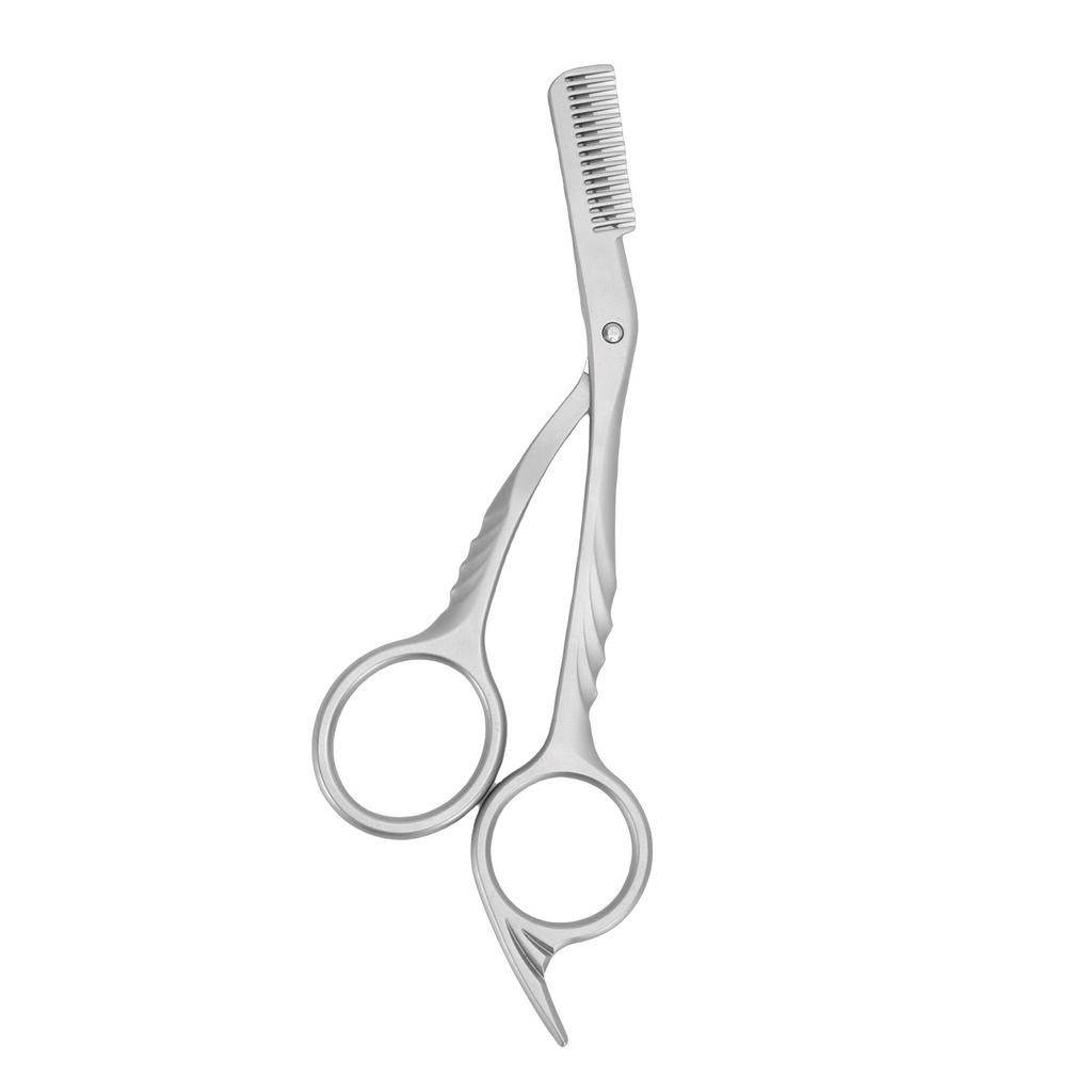 2 in 1 Eyebrow Scissors with Comb Ergonomic Handle Stainless Steel Brows Trimmer for Men Women