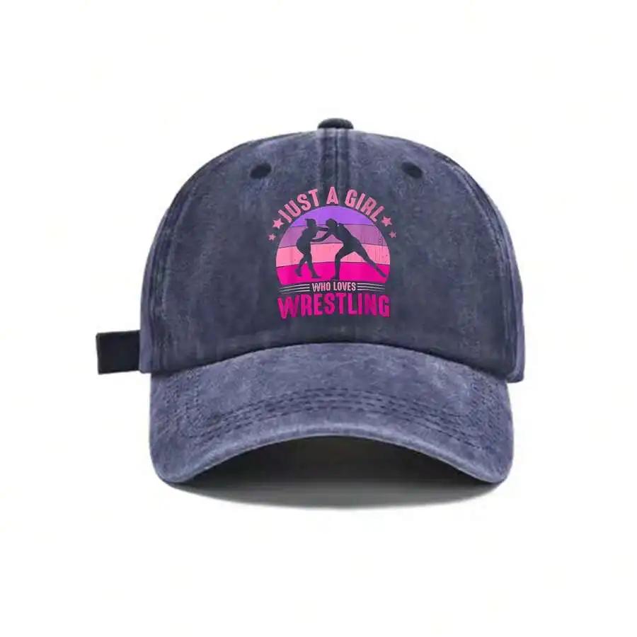 Washed Baseball Cap Unisex Adjustable Back Strap Graphic Print Just A Girl Who Loves Wrestling Casual Sports Hat For Adults