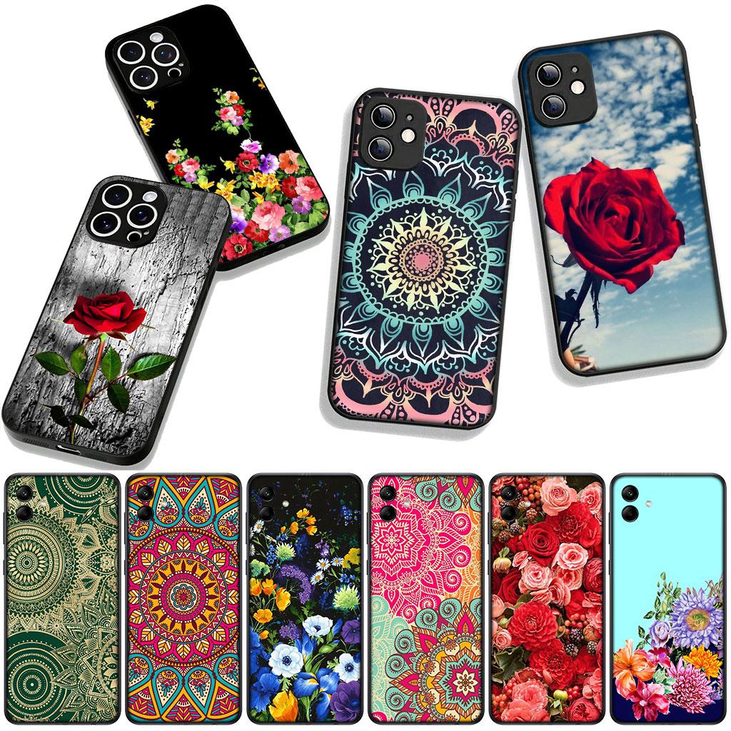 Floral Paisley Mandala Flower Texture Rose Case for Motorola Moto G54 G05 G24 G75 G85 G15 G86 Power Edge 50 30 Fusion neo Pro