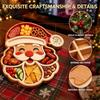 Durable Christmas Food Tray Tree Serving Platter, Wooden Snack for Holiday Parties, Multi-Compartment Display Festive Fruit Dish with Compartments