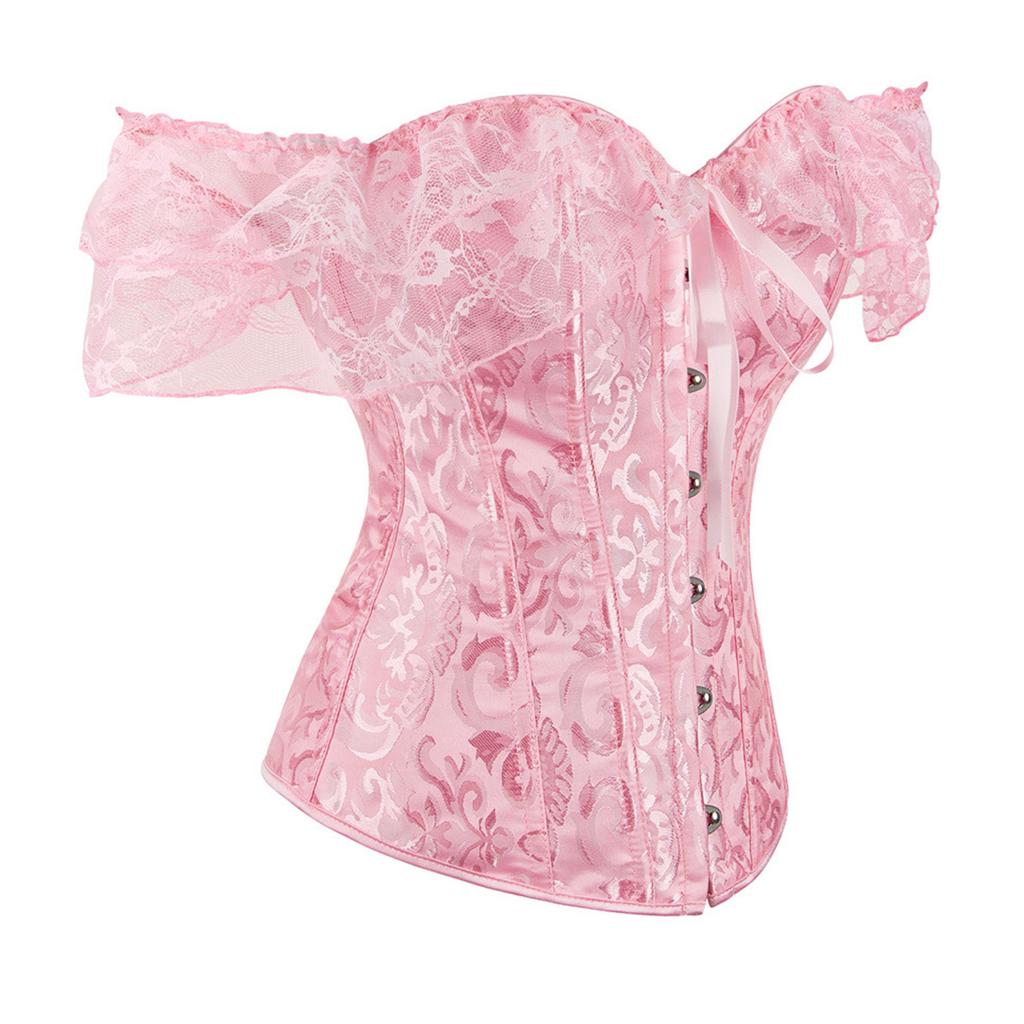 Breathable Polyester Lace Corset Top Adjustable Ties And Elegant Off Shoulder Design Traditional Blossomy Bustier Top