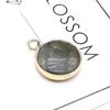 2Pcs, Aura Healing Crystal Pendants, Handmade Round Natural Stone Pendant, Rose Quartz Agate Amethyst Gemstone Charms for Jewelry Making DIY Crafts