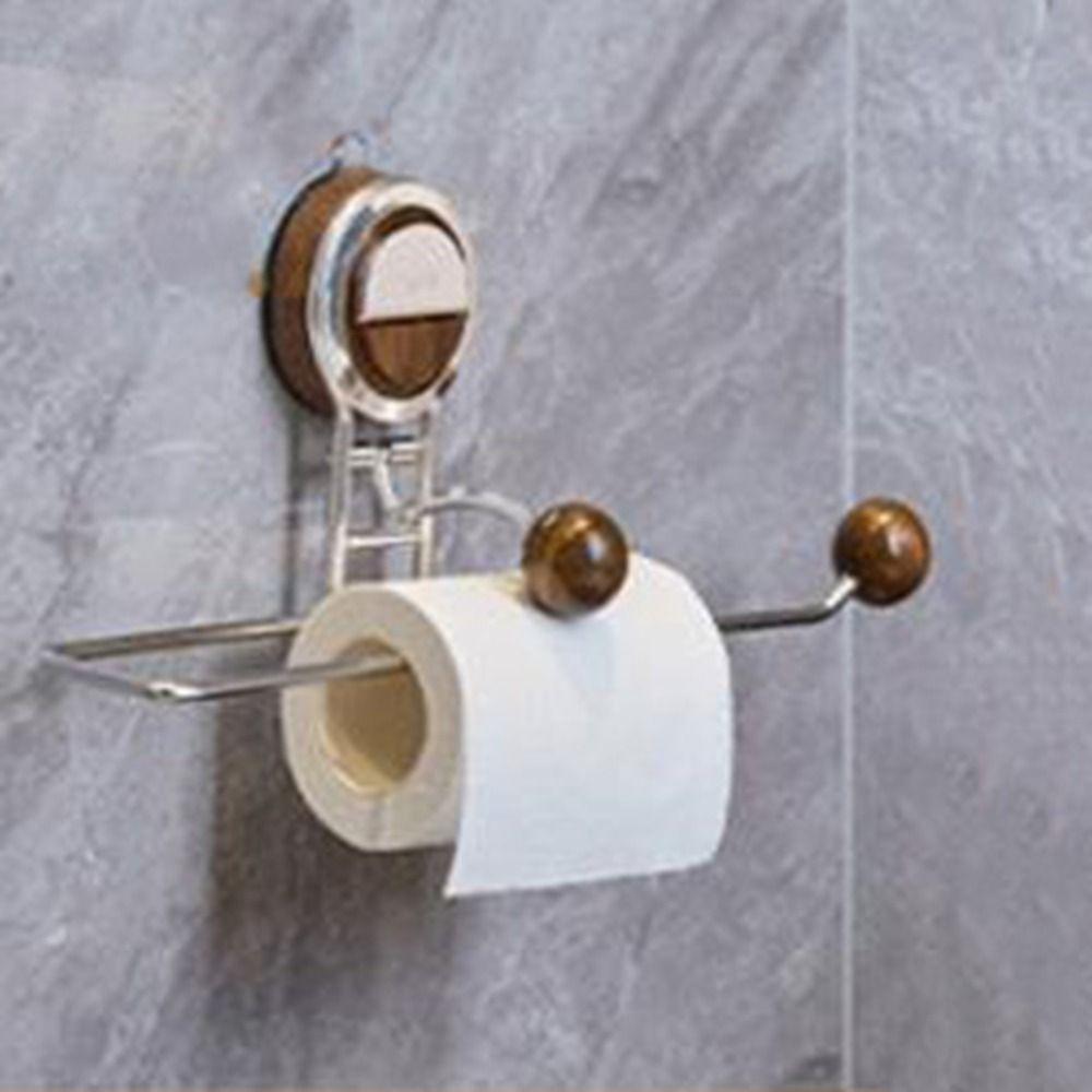 Wall Mounted Suction Cup Roll Paper Holder Punch-Free Dishcloth Hanging Rag Rack for Home