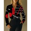 New Women'S Long-Sleeve Printed Shirt with a Stylish Casual Button- Collar.