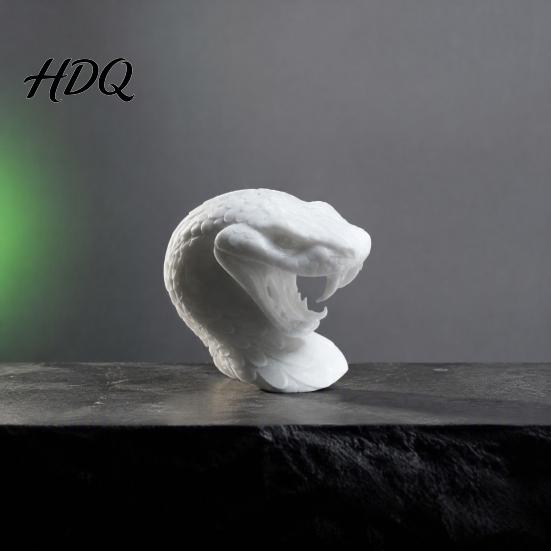 Dark Aesthetic Room Decor 3D Printed Snake Head Ornament Desk Sculpture with Sharp Teeth Detailed Animal Figurine Realistic for Halloween