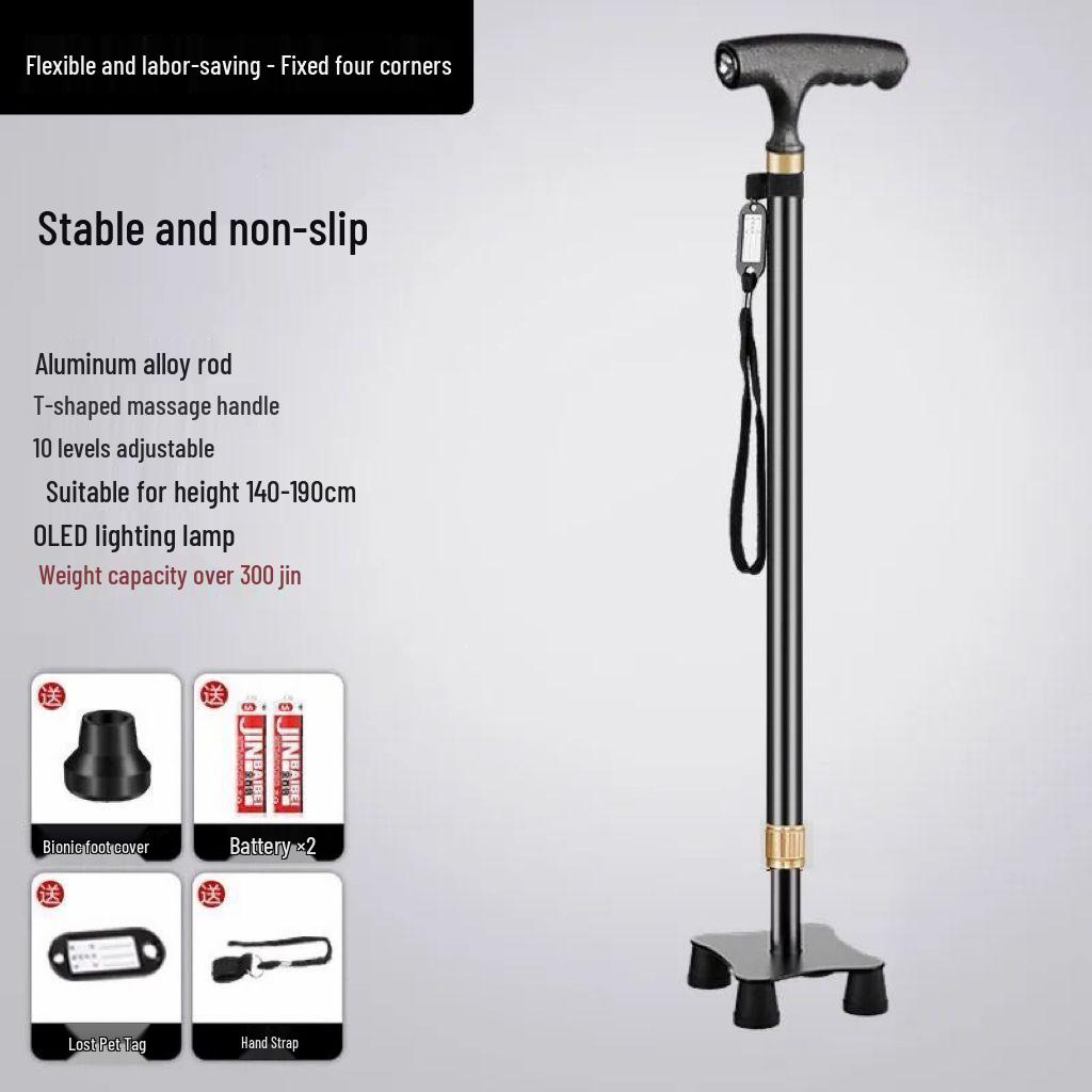 Folding Telescopic Walking Cane: Non-slip, Anti-fall, Lightweight Stick for Seniors & Patients