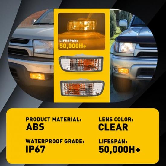 2PCS Clear Lens Front Bumper Turn Signal Lights Fit For Toyota 4Runner 1998-2002