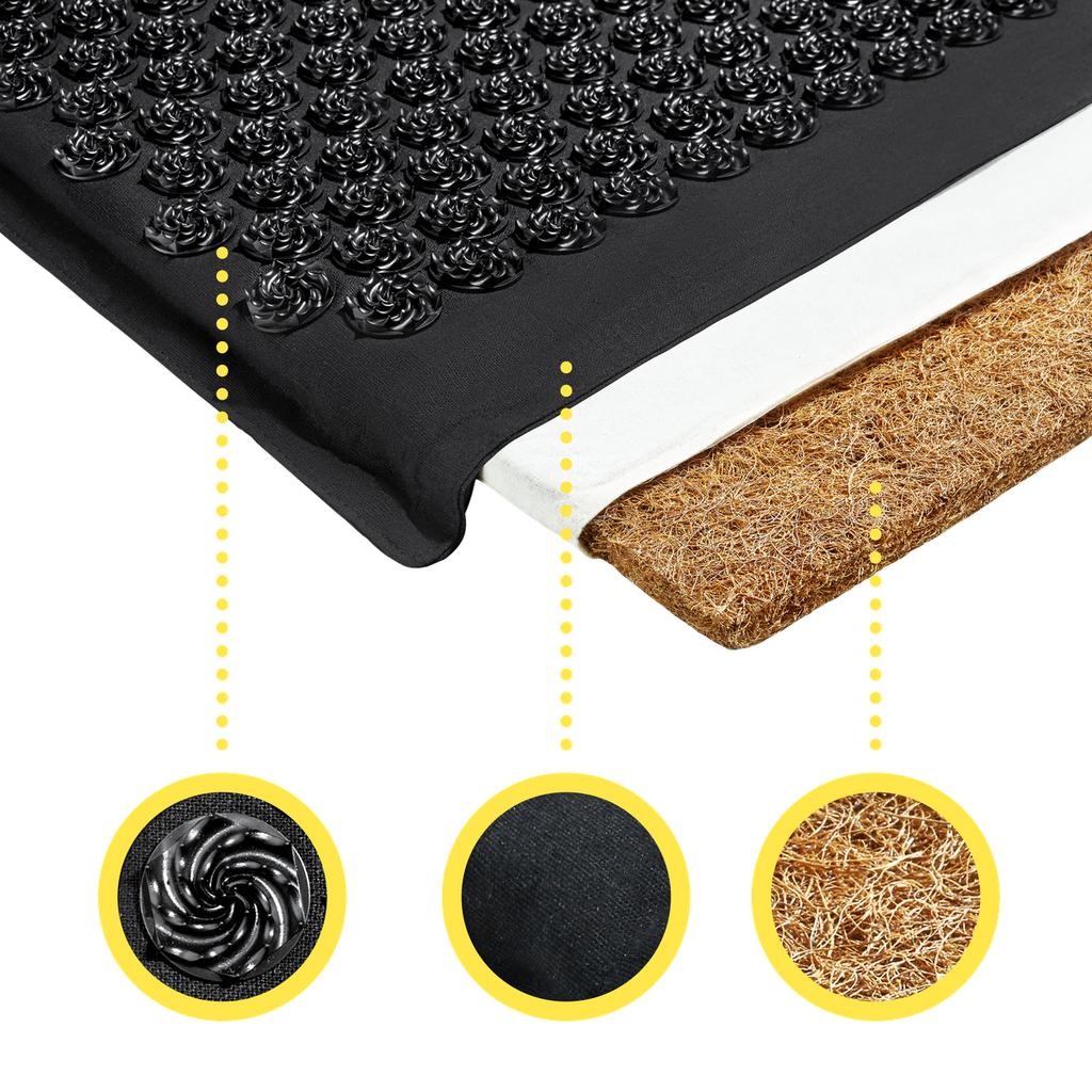 4FIZJO ECO Acupressure Mat with Buckwheat Hulls and a Pillow, Black