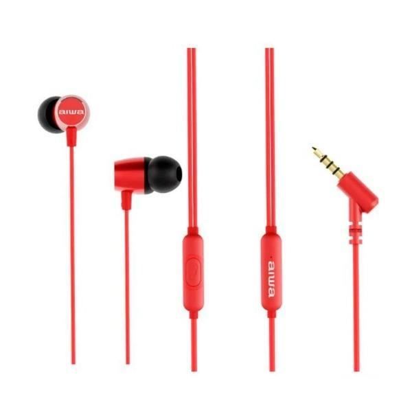 Écouteurs intra-auriculaires - AIWA - ESTM-30RD - Rouge - Microphone intégré - Jack 3,5 mm