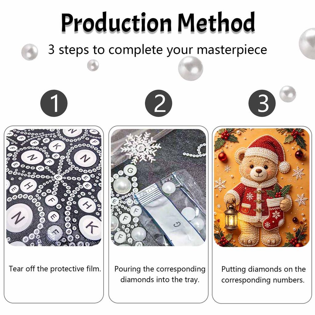 Christmas Pearl Painting Kit Handmade DIY Home Decoration Painting Teddy Bear Ornament Snowflake Holly Lantern Style