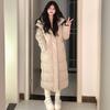 European and American new cotton-padded clothes for women's winter thickened hooded over the knee long cotton-padded clothes for couples cotton-padded