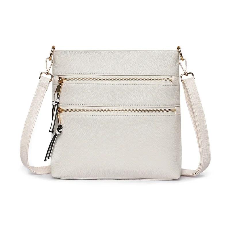 

Женская сумка через плечо из искусственной кожи, многослойная сумка-мессенджер, повседневная сумка через плечо, мягкая сумка на молнии