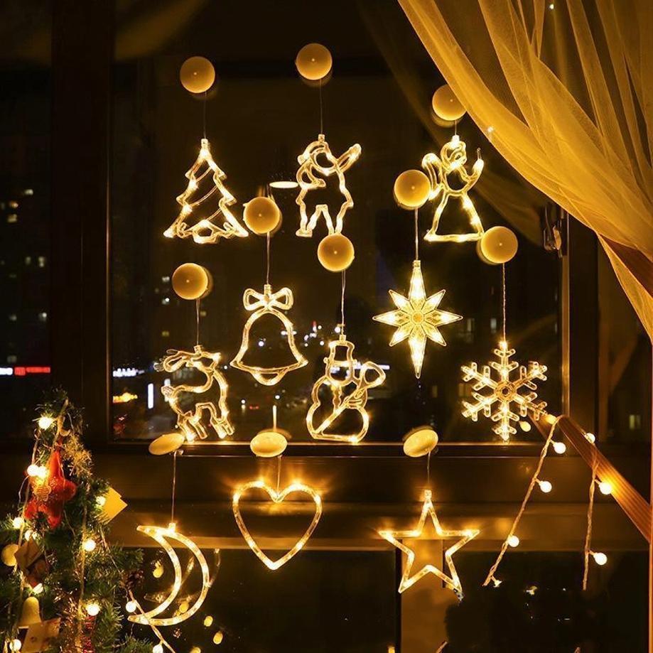LED Christmas Decorative Lights Santa Claus Snowman Reindeer Christmas Tree Decorations Holiday Party Decorations Star Lights