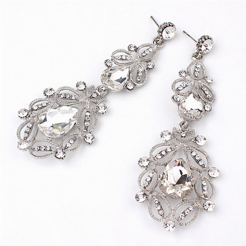 

Цветочные полые серьги Большие длинные серьги-капли Висячие серьги белый