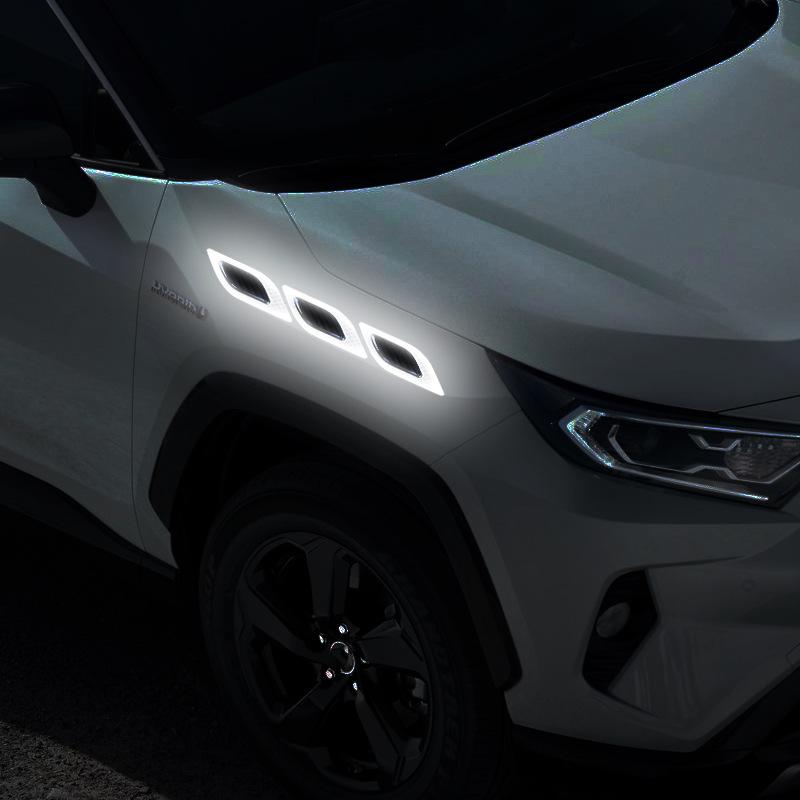 3D Car Styling Reflective Strips Carbon Fiber Reflector Sticker Truck Auto Safety Warning Tape Car Exterior Accessories 6pcs