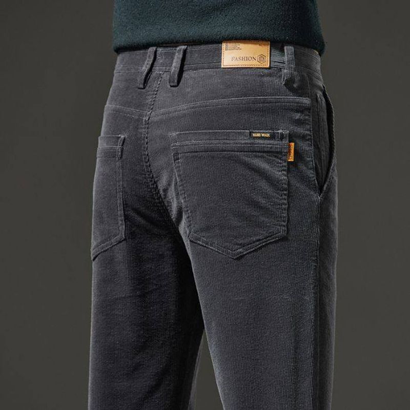 High-End Business Casual Stretch Corduroy Dad Pants for Men, New Autumn and Winter Thickened Long Pants for Middle-Aged Men