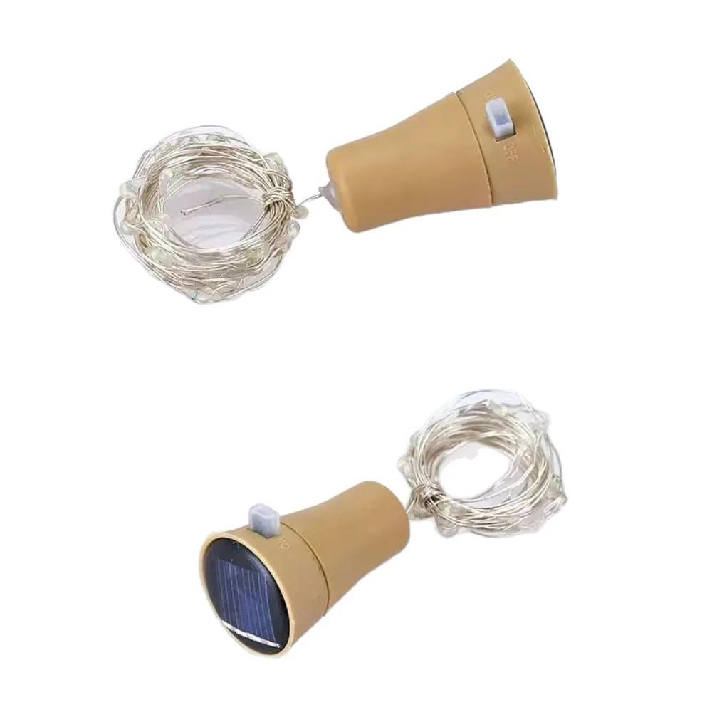 Wholesale Solar Wine Bottle Stopper String Lights Courtyard Mini Fairy Lights Copper Wire Button Battery Lights Christmas Decorative Copper Wire Lamps