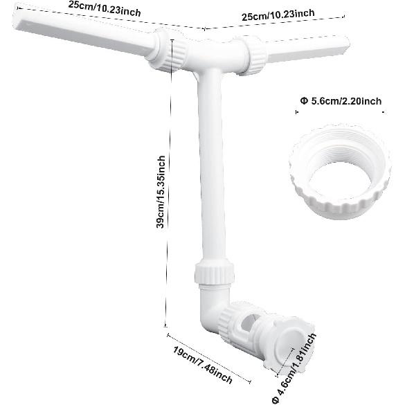 Swimming Pool Waterfall Fountain Spray, 2 Heads Water Sprinkler Pool Accessories Splash Water for Above Ground Pools Adjustable Pool Aerator