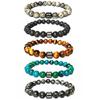 Universal Style Volcanic Stone & Tiger Eye Bracelet with Hematite Beads for Men, Women & Couples