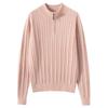 Women's 100% Cashmere Half-Zip Sweater - Casual Loose Fit, Autumn/Winter Knitwear with Stand Collar