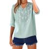 Women's Fashion Cotton Linen Casual Retro Loose Seven Sleeve Pullover T-Shirt Top