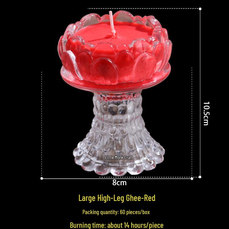 

High-Temperature Resistant Crystal Glass Ghee Candle Holder for Buddhist Temples - Smokeless & Odorless, Ideal for Home Use