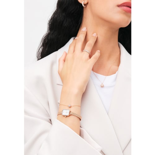 Daniel Wellington DW Women's Quadro Mini Lumine Bezel Watch In Melrose RG White. A Sophisticated, Elegant Luxury Timepiece. A Popular Gift.