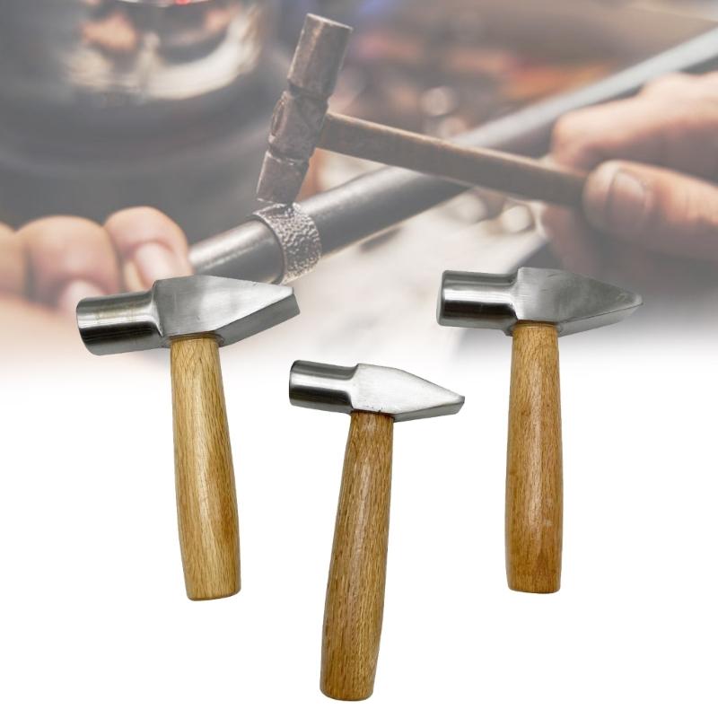 Practical Sturdy Metalworking Hammer Portable Accessory for Jewelers Supplies Flat Face Hardwood Handle Daily Use