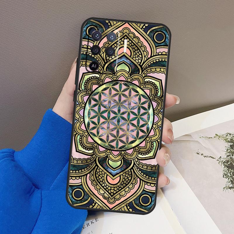 Flower Life In Lotus Pastel Golds Case For Oppo A77 A57 A17 A60 A80 A40 A74 A54 A94 A78 A98 A18 A38 A58 A96 A76 A16 A15 A5 Pro