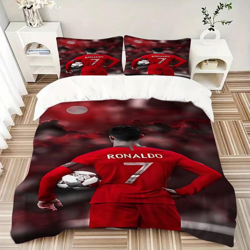 Ronaldo Number Print 3Pcs Bedding Set,Duvet Cover with 2 Bedro,Pillowcase Home Birthday Gift