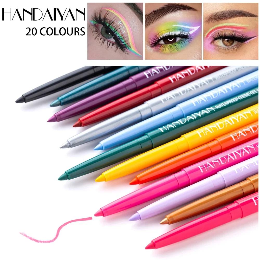 HANDAIYAN Matte Colorful Eye Liner Pen Cream Lasting Eyeliner Gel Pencils Option Easy To Wear Cosmetics White Yellow Blue Purple