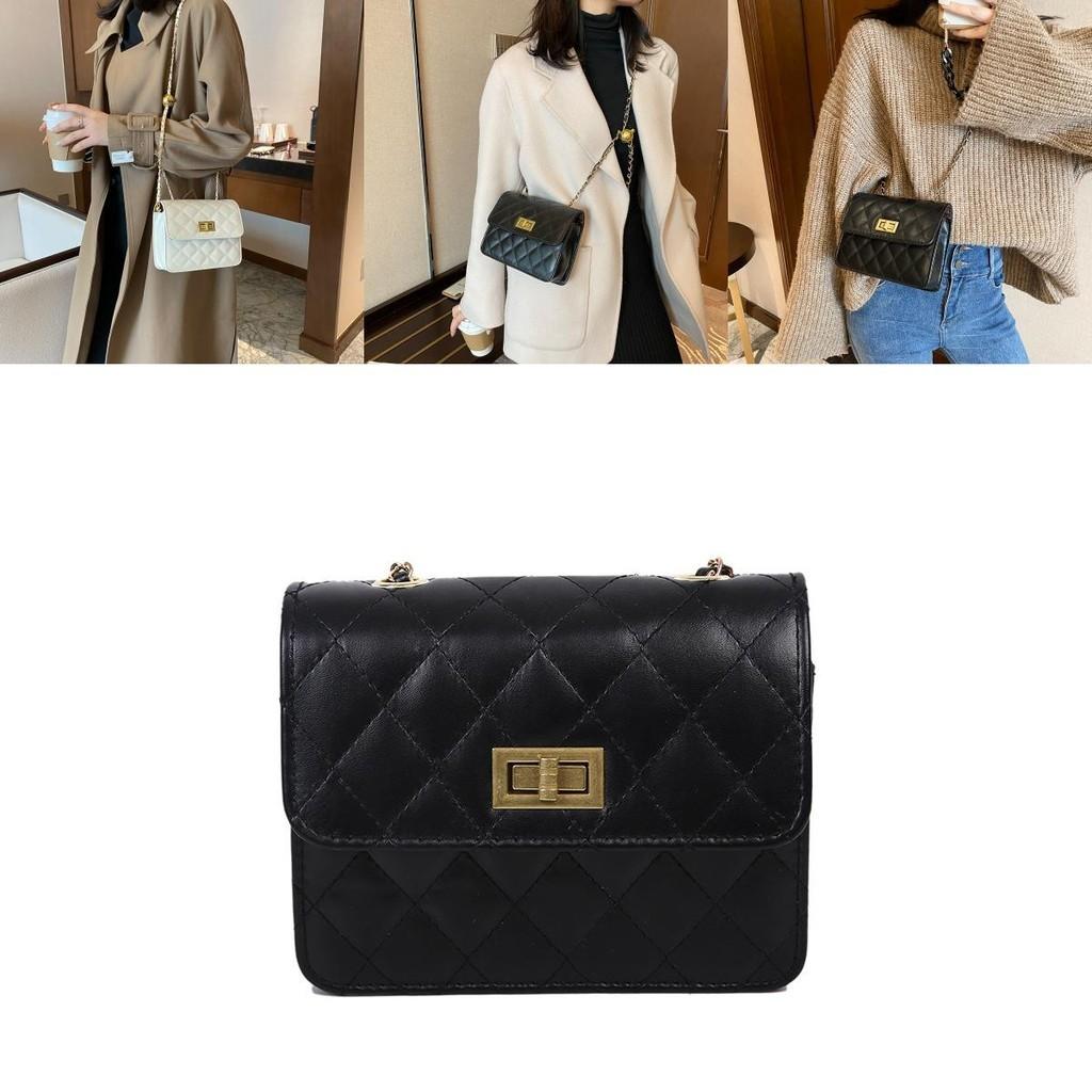 Elegant Pu Leather Small Quilted Chain Crossbody Bag For Women Chic Urban Minimalist Design