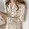 Spring/ Korean Cute Round Neck Cotton,Look Wrinkle Fabric Pyjamas For Women Long,Sleeved Top With Trousers Loose,Fitting Student Homewear Set