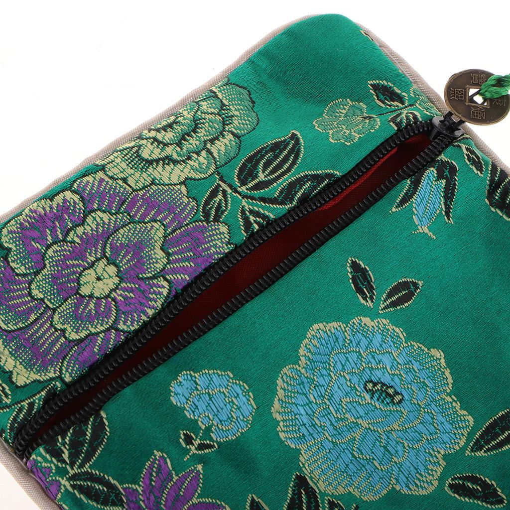 Guzheng Nail Tape Storage Bag Silk Brocade Jewelry Pouch Purse