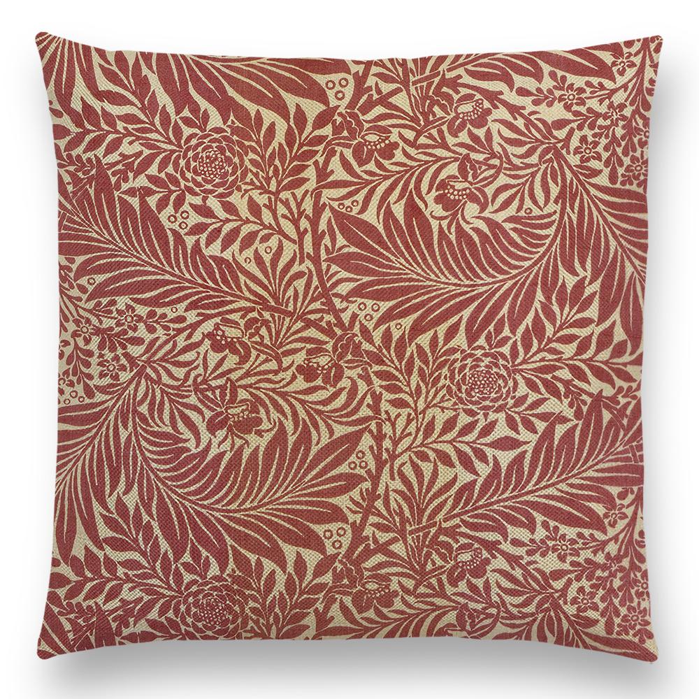 William Morris Thief Roter Kissenbezug, Leinen, Luxus-Überwurfkissen, Heimdekoration für Sofa, Wohnzimmer, Kissenbezug, 40 cm/45 cm/50 cm/60 cm